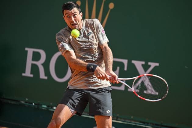 Rolex Monte Carlo Masters Day Three MONTE CARLO, MONACO APRIL 8 Sebastian Ofner of Austria in action against Daniel Evans of Great Britain during day three of the Rolex Monte Carlo Masters at Monte Carlo Country Club on April 8, 2024 in Monte Carlo, Monaco Photo by Andy Astfalck Copyright: xBEAUTIFULxSPORTS Astfalckx