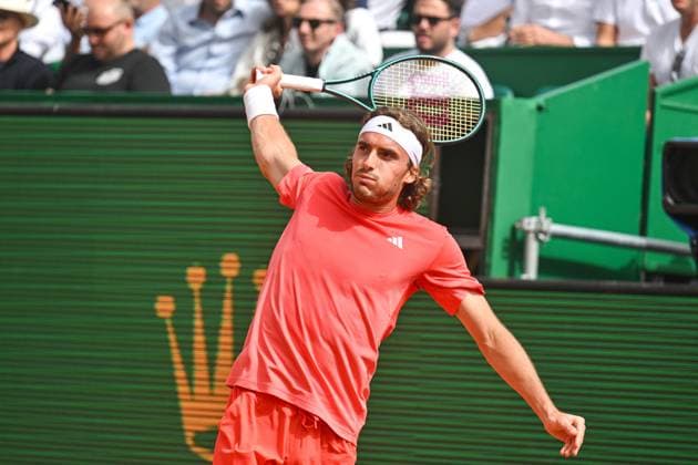 Rolex Monte Carlo Masters Day Three MONTE CARLO, MONACO APRIL 8 Stefanos Tsitsipas of Greece in action against Laslo Djere of Serbia during day three of the Rolex Monte Carlo Masters at Monte Carlo Country Club on April 8, 2024 in Monte Carlo, Monaco Photo by Andy Astfalck Copyright: xBEAUTIFULxSPORTS Astfalckx