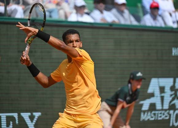 Rolex Monte Carlo Masters Day Three MONTE CARLO, MONACO APRIL 8 Felix Auger Aliassime of Canada in action against Luca Nardi of Italy during day three of the Rolex Monte Carlo Masters at Monte Carlo Country Club on April 8, 2024 in Monte Carlo, Monaco Photo by Andy Astfalck Copyright: xBEAUTIFULxSPORTS Astfalckx