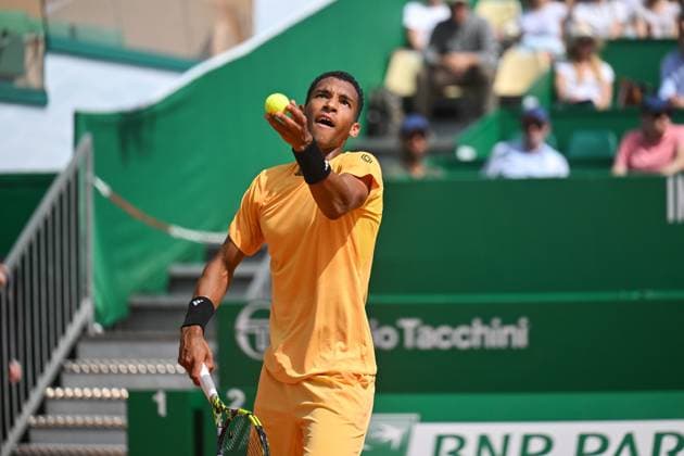 Rolex Monte Carlo Masters Day Three MONTE CARLO, MONACO APRIL 8 Felix Auger Aliassime of Canada in action against Luca Nardi of Italy during day three of the Rolex Monte Carlo Masters at Monte Carlo Country Club on April 8, 2024 in Monte Carlo, Monaco Photo by Andy Astfalck Copyright: xBEAUTIFULxSPORTS Astfalckx