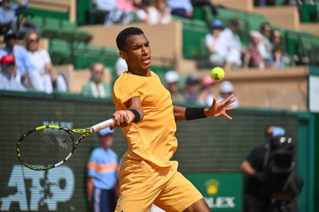 Rolex Monte Carlo Masters Day Three MONTE CARLO, MONACO APRIL 8 Felix Auger Aliassime of Canada in action against Luca Nardi of Italy during day three of the Rolex Monte Carlo Masters at Monte Carlo Country Club on April 8, 2024 in Monte Carlo, Monaco Photo by Andy Astfalck Copyright: xBEAUTIFULxSPORTS Astfalckx
