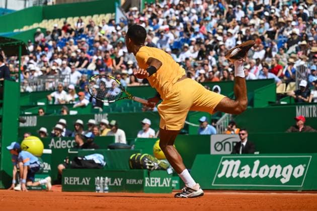 Rolex Monte Carlo Masters Day Three MONTE CARLO, MONACO APRIL 8 Felix Auger Aliassime of Canada in action against Luca Nardi of Italy during day three of the Rolex Monte Carlo Masters at Monte Carlo Country Club on April 8, 2024 in Monte Carlo, Monaco Photo by Andy Astfalck Copyright: xBEAUTIFULxSPORTS Astfalckx