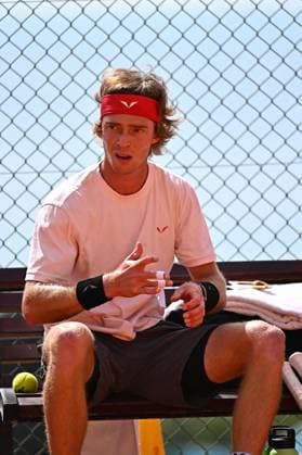 Monaco Rolex Masters Andrey Rublev (RUS) during practice at the Monaco Rolex Masters in Monte Carlo, on April, 8, 2024. Photo by Corinne Dubreuil ABACAPRESS.COM Monaco Monaco  Copyright: xDubreuilxCorinne ABACAx