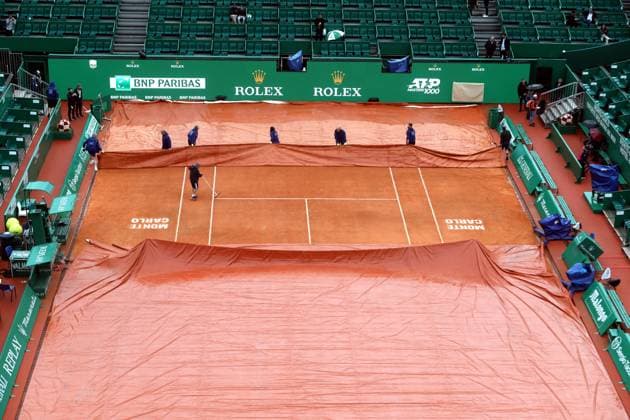 Monte-Carlo Rolex Master Tennis PHOTOPQR NICE MATIN Cyril Dodergny ; Roquebrune-cap-martin ; 09 04 2024 ; Roquebrune-cap-martin le 09 04 2024 - Monte-Carlo Country Club - Monte-Carlo Rolex Master 1000 Tennis - 2eme tour - Stan WAWRINKA vs Alex DE MINAUR April 9th 2024. Monte-Carlo Rolex Masters under the rain Roquebrune-cap-martin France  Copyright: xPHOTOPQR NICExMATIN MAXPPPxCyrilxDodergnyx 20240409NIM8887 20240409NIM8887