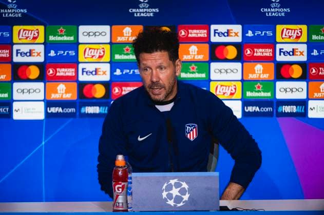 Uefa Champions League 2024: Atletico Madrid press conference, PK, Pressekonferenz match against Borussia Dortmund Diego Pablo Simeone, head coach of Atletico Madrid, speaks during the press conference a day before the quarter-final first leg football match of Champions League against Borussia Dortmund at Civitas Metropolitano stadium in Madrid. Madrid Estadio Civitas Metropolitano Madrid Spain Copyright: xAlbertoxGardinx AGardin_20240409_football_Champions_League_Atletico_Madrid_training_PC_12