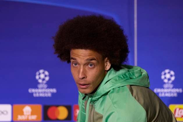 Atletico de Madrid press conference, PK, Pressekonferenz on the eve of the UEFA Champions League 2023 2024 quarter-finals - 09 Apr 2024 Axel Witsel of Atletico de Madrid attends a press conference on the eve of the UEFA Champions League 2023 2024 quarter-finals first leg football match between Atletico de Madrid and Borussia Dortmund at Civitas Metropolitano stadium. Madrid Spain Copyright: xFedericoxTitonex xSOPAxImagesx FTITONE_0007