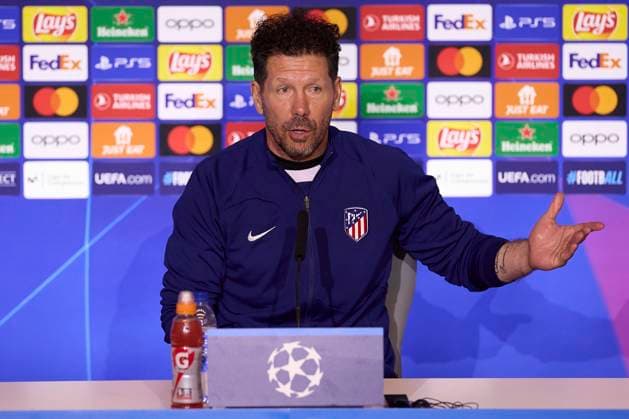 Atletico de Madrid press conference, PK, Pressekonferenz on the eve of the UEFA Champions League 2023 2024 quarter-finals - 09 Apr 2024 Diego Pablo Simeone, the head coach of Atletico de Madrid, attends a press conference on the eve of the UEFA Champions League 2023 2024 quarter-finals first leg football match between Atletico de Madrid and Borussia Dortmund at Civitas Metropolitano stadium. Madrid Spain Copyright: xFedericoxTitonex xSOPAxImagesx FTITONE_0014