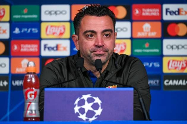 2024-04-09 FC Barcelona, Barca Training Session And press conference, PK, Pressekonferenz PARIS, FRANCE - APRIL 9: Coach Xavi Hernandez of FC Barcelona during a press conference prior to the UEFA Champions League 2023 24 match between Paris Saint-Germain and FC Barcelona at Parc des Princes on April 9, 2024 in Paris, France. (Photo by Matthieu Mirville BSR Agency) Paris France Content not available for redistribution in The Netherlands directly or indirectly through any third parties. Copyright: xBSRxAgencyx