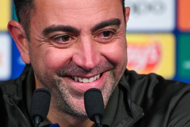 2024-04-09 FC Barcelona, Barca Training Session And press conference, PK, Pressekonferenz PARIS, FRANCE - APRIL 9: Coach Xavi Hernandez of FC Barcelona during a press conference prior to the UEFA Champions League 2023 24 match between Paris Saint-Germain and FC Barcelona at Parc des Princes on April 9, 2024 in Paris, France. (Photo by Matthieu Mirville BSR Agency) Paris France Content not available for redistribution in The Netherlands directly or indirectly through any third parties. Copyright: xBSRxAgencyx