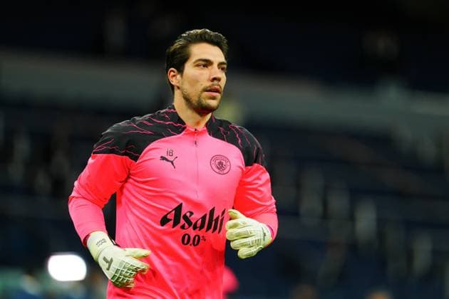 Goalkeeper Stefan Ortega of Manchester City warms up Real Madrid v Manchester City, UEFA Champions League, Quarter Final, First Leg, Football, Santiago Bernabeu Stadium, Madrid, Spain - 09 Apr 2024 EDITORIAL USE ONLY No use with unauthorised audio, video, data, fixture lists, club league logos or live services. Online in-match use limited to 120 images, no video emulation. No use in betting, games or single club league player publications. Copyright: xJavierxGarcia Shutterstockx 14424044g