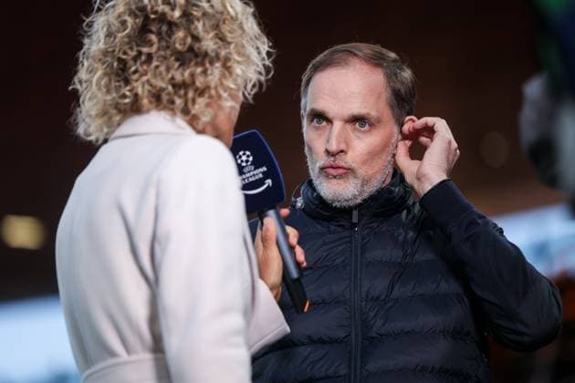 09 04 2024, Football, Season 2023 2024, UEFA Champions League, Quarter-final, Round 1, First leg, FC Arsenal London FC Bayern Munich, Coach Thomas Tuchel FC Bayern Munich in an interview, London Emirates Stadium Greater London England xRHR PHOTO ENx Copyright: DennisxEwert RHR-FOTOx RHR-FOTO DE