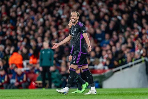 Goal for 1 2 from penalty by Harry Kane FC Bayern Muenchen, 9 FC Arsenal vs FC Bayern Muenchen , Football, UEFA Champions League, Quarter-final, 09 04 2024 FC Arsenal vs FC Bayern Muenchen , Football, UEFA Champions League, Quarter-final, 09 04 2024 London Copyright: xEibner-Pressefoto BahhoxKarax EP_FCB
