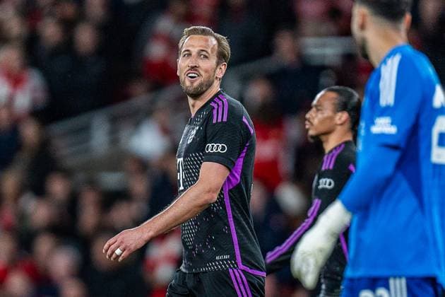 Goal for 1 2 from penalty by Harry Kane FC Bayern Muenchen, 9 FC Arsenal vs FC Bayern Muenchen , Football, UEFA Champions League, Quarter-final, 09 04 2024 FC Arsenal vs FC Bayern Muenchen , Football, UEFA Champions League, Quarter-final, 09 04 2024 London Copyright: xEibner-Pressefoto BahhoxKarax EP_FCB