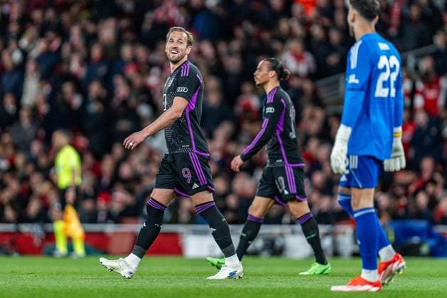 Goal for 1 2 from penalty by Harry Kane FC Bayern Muenchen, 9 FC Arsenal vs FC Bayern Muenchen , Football, UEFA Champions League, Quarter-final, 09 04 2024 FC Arsenal vs FC Bayern Muenchen , Football, UEFA Champions League, Quarter-final, 09 04 2024 London Copyright: xEibner-Pressefoto BahhoxKarax EP_FCB
