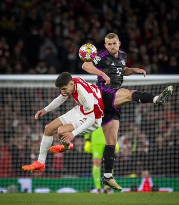 London, England 09th Apr 2024 Kai Havertz Arsenal Matthijs de Ligt Muenchen Arsenal London Bayern Munich Arsenal London Bayern Munich 09 04 2024