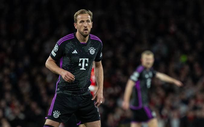 Football - UEFA Champions League - Quarter-Final 1st Leg - Arsenal FC v FC Bayern Munich LONDON, ENGLAND - Tuesday, April 9, 2024: Bayern Munich s Harry Kane during the UEFA Champions League Quarter-Final 1st Leg game between Arsenal FC and FC Bayern Munich at the Emirates Stadium. (Photo by David Rawcliffe Propaganda) LONDON Emirates Stadium GREATER LONDON ENGLAND  Copyright: xDavidxRawcliffex P2024-04-09-Arsenal_Bayern_Munich-55