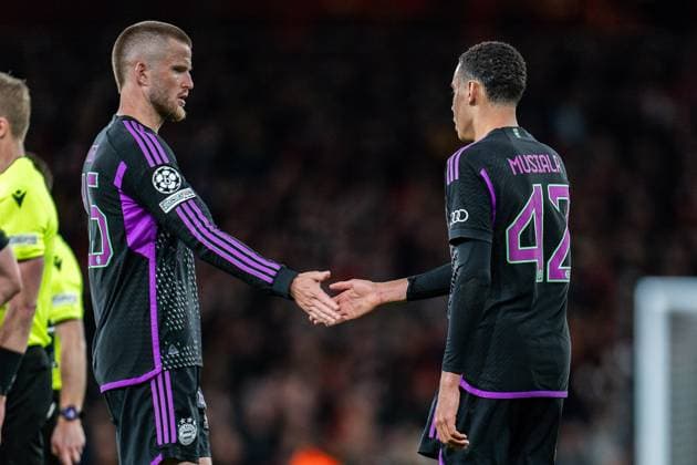 Eric Dier FC Bayern Muenchen, 15 Jamal Musiala FC Bayern Muenchen, 42 FC Arsenal vs FC Bayern Muenchen , Football, UEFA Champions League, Quarter-final, 09 04 2024 FC Arsenal vs FC Bayern Muenchen , Football, UEFA Champions League, Quarter-final, 09 04 2024 London Copyright: xEibner-Pressefoto BahhoxKarax EP_FCB