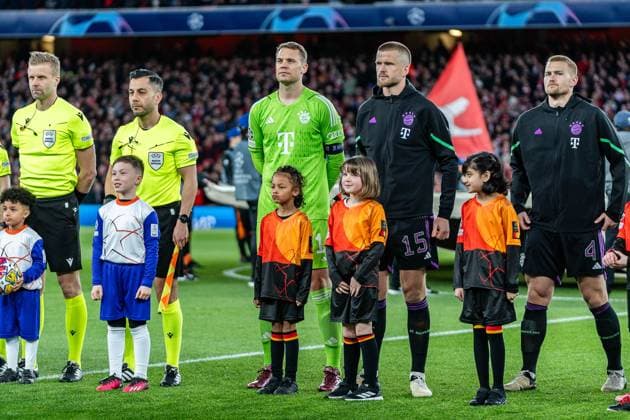 Manuel Neuer FC Bayern Muenchen, 1 Eric Dier FC Bayern Muenchen, 15 Matthijs de Light FC Bayern Muenchen, 4 FC Arsenal vs FC Bayern Muenchen , Football, UEFA Champions League, Quarter-finals, 09 04 2024 FC Arsenal vs FC Bayern Muenchen , Football, UEFA Champions League, Quarter-finals, 09 04 2024 London Copyright: xEibner-Pressefoto BahhoxKarax EP_FCB