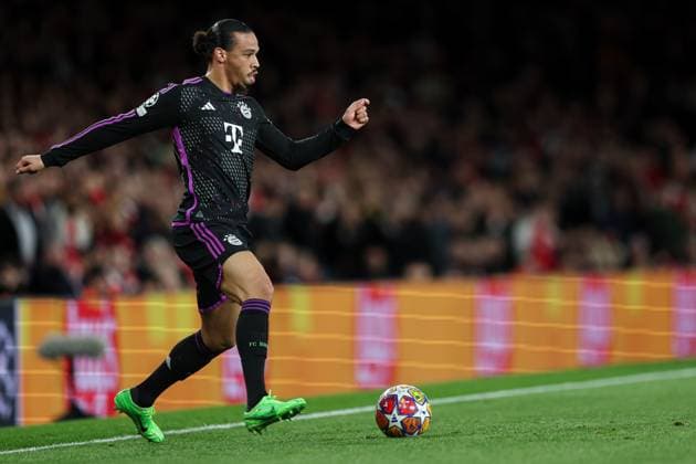 London, England, 9th April 2024. Leroy Sane of Bayern Munich in action during the UEFA Champions League match at the Emirates Stadium, London. Picture credit should read: Kieran Cleeves Sportimage EDITORIAL USE ONLY. No use with unauthorised audio, video, data, fixture lists, club league logos or live services. Online in-match use limited to 120 images, no video emulation. No use in betting, games or single club league player publications. SPI-3065-0083