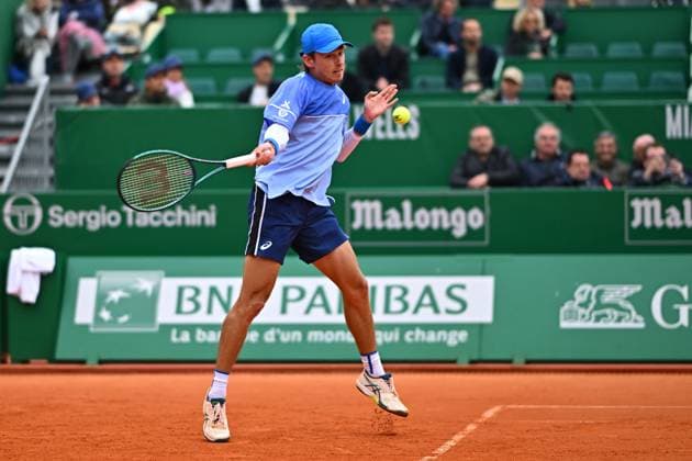 Monaco Rolex Masters Alex De Minaur (AUS) during his first round match at the Monaco Rolex Masters in Monte Carlo, on April, 9, 2024. Photo by Corinne Dubreuil ABACAPRESS.COM Monaco Monaco  Copyright: xDubreuilxCorinne ABACAx