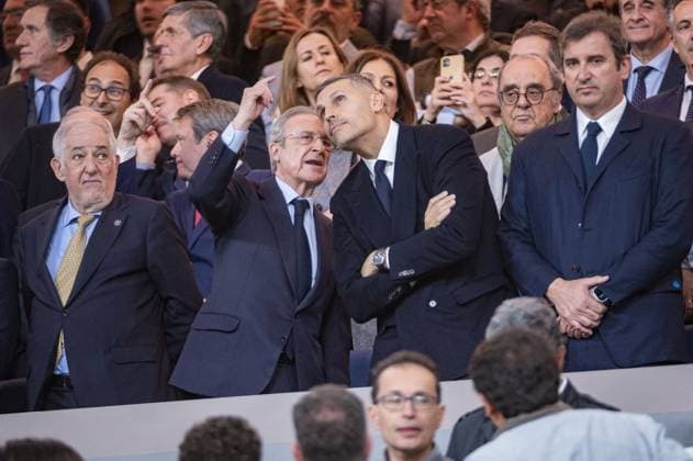 Florentino Perez, president of Real Madrid, during the UEFA Champions League quarter-final first leg match between Real Madrid CF and Manchester City at Estadio Santiago Bernabeu on April 9, 2024 in Madrid, Spain.  Copyright: xAlbertoxGardin IPAxSportx xipa-ax xx IPA_45001480 IPA_Agency_IPA45001480