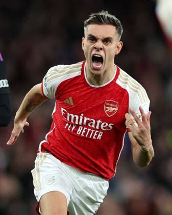 Leandro Trossard celebrates scoring the 2nd Arsenal goal Arsenal v Bayern Munich, UEFA Champions League 1 4 Final 1st Leg, Emirates Stadium, Highbury, London, UK - 09 04 2024 Editorial use only  Copyright: xMattxImpey Shutterstockx 14426976cw