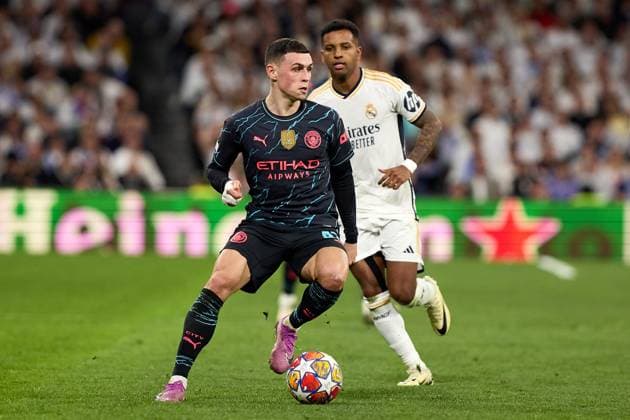 Real Madrid CF v Manchester City: Quarter-final First Leg - UEFA Champions League 2023 24 Phil Foden of Manchester City is in action during the UEFA Champions League quarter-final first leg match between Real Madrid CF and Manchester City at Estadio Santiago Bernabeu in Madrid, Spain, on April 9, 2024. Madrid Spain  Copyright: xDAXxImagesx originalFilename:daximages-realmadr240409_np9op.jpg