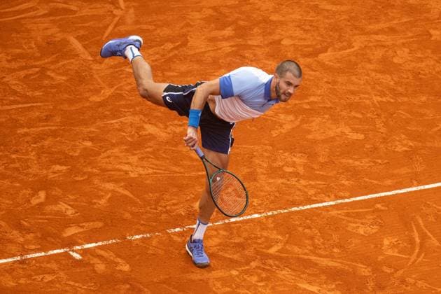 Rolex Monte Carlo Masters Day Four MONTE CARLO, MONACO APRIL 9 Borna Coric of Croatia in action against Jan Lennard Struff of Germany during their first round match on day four of the Rolex Monte Carlo Masters at Monte Carlo Country Club on April 9, 2024 in Monte Carlo, Monaco Photo by Andy Astfalck Copyright: xBEAUTIFULxSPORTS Astfalckx