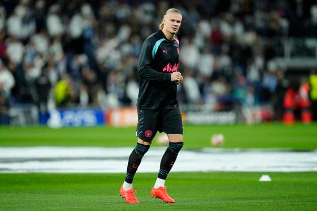 Real Madrid CF v Manchester City: Quarter-final First Leg - UEFA Champions League 2023 24 Erling Haaland centre-forward of Manchester City and Norway during the warm-up before the UEFA Champions League quarter-final first leg match between Real Madrid CF and Manchester City at Estadio Santiago Bernabeu on April 9, 2024 in Madrid, Spain. Madrid Spain  Copyright: xJosexBretonx originalFilename:breton-realmadr240409_npLkO.jpg