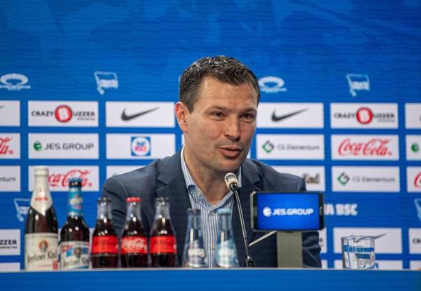 Soccer, Men, Season 2023 2024, 2 Bundesliga, Hertha BSC, Press conference before the match against Hansa Rostock, in the picture sports director Benjamin Weber Hertha BSC , 10 04 2024, Copyright: xSebastianxRäppold MatthiasxKochx