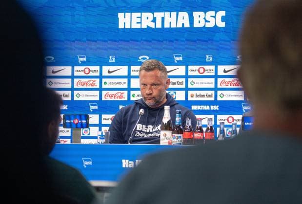 Soccer, Men, Season 2023 2024, 2 Bundesliga, Hertha BSC, Press conference before the match against Hansa Rostock, in the picture coach Pal Dardai Hertha BSC , 10 04 2024, Copyright: xSebastianxRäppold MatthiasxKochx