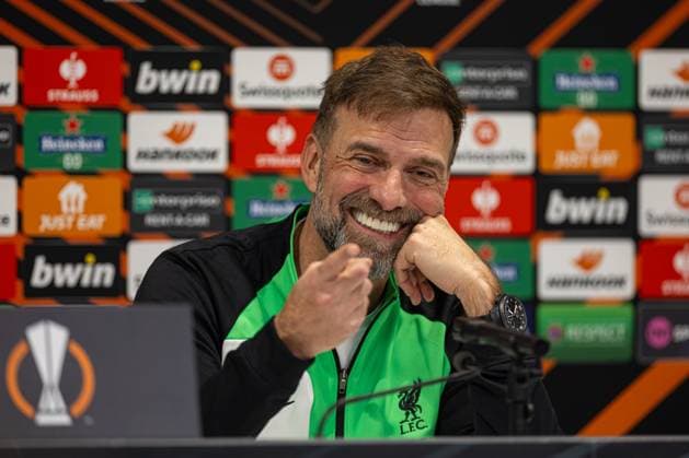 Football - UEFA Europa League - Quarter-Final 1st Leg - Liverpool FC v BC Atalanta - MD-1 LIVERPOOL, ENGLAND - Wednesday, April 10, 2024: Liverpool s manager Jürgen Klopp during a press conference, PK, Pressekonferenz at Anfield ahead of the UEFA Europa League Quarter-Final 1st Leg match between Liverpool FC and BC Atalanta. (Photo by David Rawcliffe Propaganda) LIVERPOOL Anfield MERSEYSIDE ENGLAND  Copyright: xDavidxRawcliffex P2024-04-10-Liverpool_Atalanta_MD-1-38