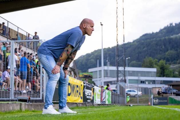 SOCCER - 2. Liga, Leoben vs Vienna LEOBEN,AUSTRIA,25.AUG.23 - SOCCER - ADMIRAL 2. Liga, DSV Leoben vs First Vienna FC 1894. Image shows head coach Carsten Jancker (Leoben).  GEPAxpictures xMaticxKlansek