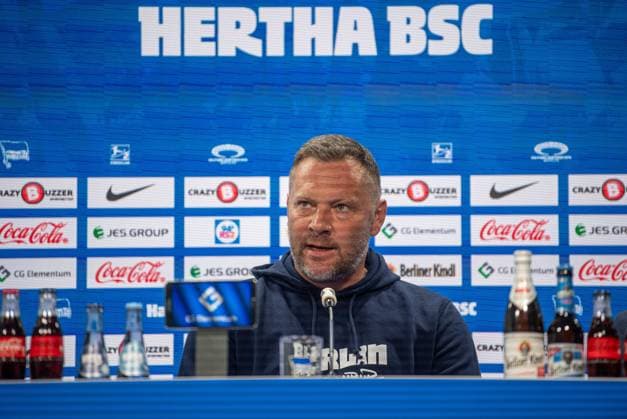 Soccer, Men, Season 2023 2024, 2 Bundesliga, Hertha BSC, Press conference before the match against Hansa Rostock, in the picture coach Pal Dardai Hertha BSC , 10 04 2024, Copyright: xSebastianxRäppold MatthiasxKochx