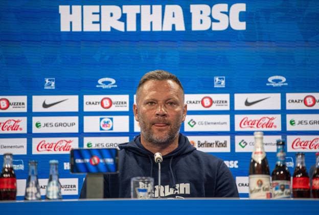 Soccer, Men, Season 2023 2024, 2 Bundesliga, Hertha BSC, Press conference before the match against Hansa Rostock, in the picture coach Pal Dardai Hertha BSC , 10 04 2024, Copyright: xSebastianxRäppold MatthiasxKochx
