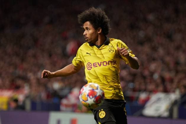 Quarter-final First Leg UEFA Champions League 2023 24, Atletico de Madrid v Borussia Dortmund MADRID, SPAIN - APRIL 10: Karim Adeyemi, Left Winger of Borussia Dortmund runs with the ball during to the UEFA Champions League quarter-final first leg match between Atletico de Madrid and Borussia Dortmund at Civitas Metropolitano Stadium on April 10, 2024 in Madrid, Spain. (Photo by Jose Torres Photo Players Images) Madrid Civitas Metropolitano Madrid Spain Copyright: xJosexTorres PhotoxPlayersxImagesx