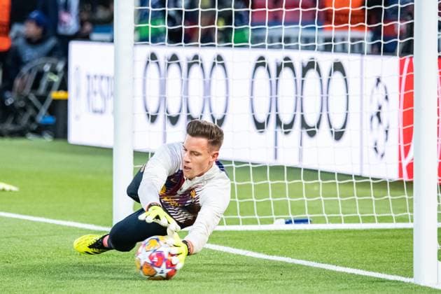 Marc-AndrÃ Ter Stegen (FC Barcelone) FOOTBALL : Paris SG x FC Barcelone - Ligue des Champions - Quart de Finale - 10 04 2024 BaptisteAutissier Panoramic 