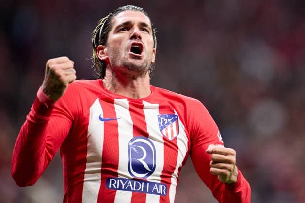 Rodrigo De Paul of Atletico de Madrid celebrating the opening goal with his teammates during the UEFA Champions League 2023 24 quarter-finals match between Atletico de Madrid and Borussia Dortmund at Stadium Civitas Metropolitano on April 10, 2024 in Madrid, Spain. FOOTBALL : Atletico Madrid vs Borussia Dormund - UEFA Ligue des Champions - 1 4 Quart - 10 04 2024 LGM Panoramic 
