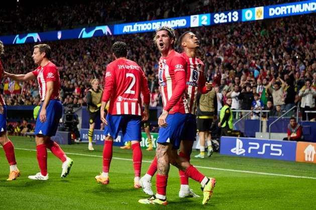 Samuel Lino of Atletico de Madrid celebrates his goal during the UEFA Champions League 2023 24 quarter-finals match between Atletico de Madrid and Borussia Dortmund at Stadium Civitas Metropolitano on April 10, 2024 in Madrid, Spain. FOOTBALL : Atletico Madrid vs Borussia Dormund - UEFA Ligue des Champions - 1 4 Quart - 10 04 2024 LGM Panoramic 