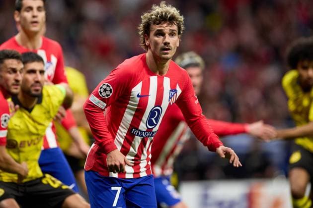 Antoine Griezmann of Atletico de Madrid in action during the UEFA Champions League 2023 24 quarter-finals match between Atletico de Madrid and Borussia Dortmund at Stadium Civitas Metropolitano on April 10, 2024 in Madrid, Spain. FOOTBALL : Atletico Madrid vs Borussia Dormund - UEFA Ligue des Champions - 1 4 Quart - 10 04 2024 LGM Panoramic 