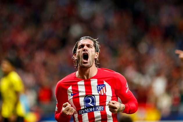 April 10, 2024, Madrid, Madrid, SPAIN: Rodrigo De Paul of Atletico de Madrid celebrates a goal during the UEFA Champions League, Quarter finals, football match played between Atletico de Madrid and Borussia Dortmund at Civitas Metropolitano stadium on April 10, 2024, in Madrid, Spain. Madrid SPAIN - ZUMAa181 20240410_zaa_a181_018 Copyright: xIrinaxR.xHipolitox