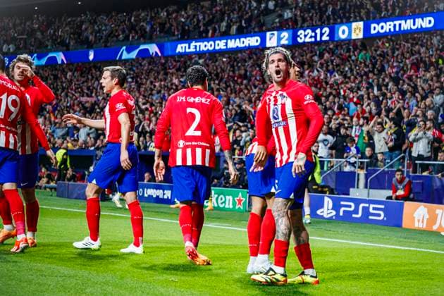 April 10, 2024, Bilbao, Espagne: Samuel Lino of Atletico de Madrid celebrates his goal during the Champions League match between Atletico de Madrid and B. Dortmund at Civitas Metropolitano Stadium on April 10, 2024 in Madrid, Spain. Bilbao Espagne - ZUMAd159 20240410_zia_d159_016 Copyright: xM.xGraciaxJimenezx