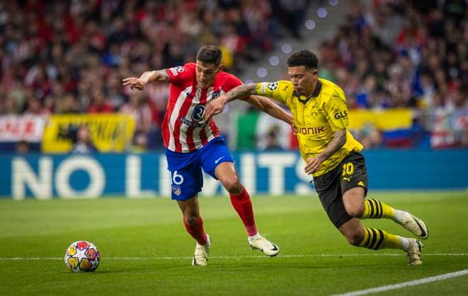 Madrid Spain 10th Apr 2024 Nahuel Molina AM Jadon Sancho BVB Atletico Madrid Borussia Dortmund 10 04 2024
