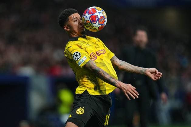 ESP: Atletico de Madrid v Borussia Dortmund. UEFA Champions League match. Quarter-finals Jadon Sancho of Borussia Dortmund during the UEFA Champions League match, Quarter-finals, first leg, between Atletico de Madrid and Borussia Dortmund played at Civitas Metropolitano Stadium on April 10, 2024 in Madrid Spain. kpng Copyright: xBaguxBlancox xPRESSINPHOTOx PS_240410_022