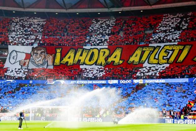 April 10, 2024, Madrid, Madrid, SPAIN: Fans of Atletico de Madrid during the UEFA Champions League, Quarter finals, football match played between Atletico de Madrid and Borussia Dortmund at Civitas Metropolitano stadium on April 10, 2024, in Madrid, Spain. Madrid SPAIN - ZUMAa181 20240410_zaa_a181_040 Copyright: xIrinaxR.xHipolitox