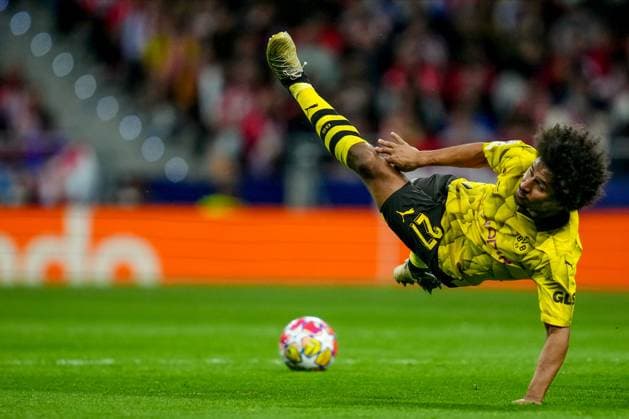 ESP: Atletico de Madrid v Borussia Dortmund. UEFA Champions League match. Quarter-finals Karim Adeyemi of Borussia Dortmund during the UEFA Champions League match, Quarter-finals, first leg, between Atletico de Madrid and Borussia Dortmund played at Civitas Metropolitano Stadium on April 10, 2024 in Madrid Spain. kpng Copyright: xBaguxBlancox xPRESSINPHOTOx PS_240410_020