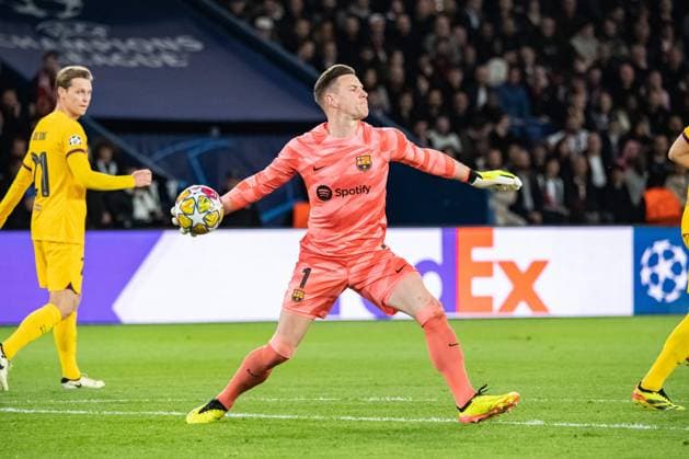 Marc-AndrÃ Ter Stegen (FC Barcelone) FOOTBALL : Paris SG x FC Barcelone - Ligue des Champions - Quart de Finale - 10 04 2024 BaptisteAutissier Panoramic 