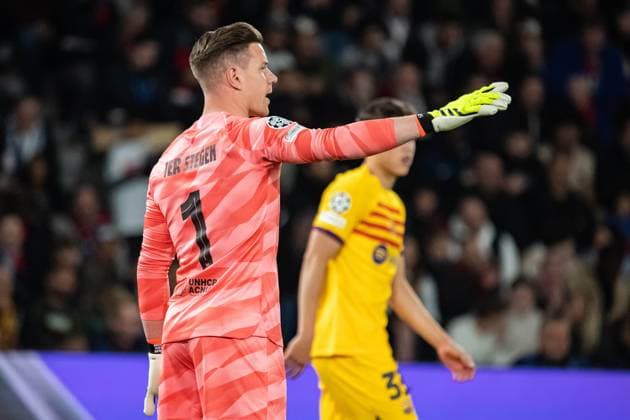 Marc-AndrÃ Ter Stegen (FC Barcelone) FOOTBALL : Paris SG x FC Barcelone - Ligue des Champions - Quart de Finale - 10 04 2024 BaptisteAutissier Panoramic 