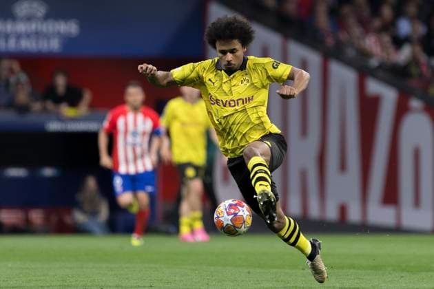 MADRID, SPAIN - APRIL 10:Karim Adeyemi of Borussia Dortmund in action during the UEFA Champions league 2023 24 match round of 8 first leg match between Atletico de Madrid and Borussia Dortmund at Civitas Metropolitano Stadium. ONLYxEDITORIALxUSAGE  (249738077)