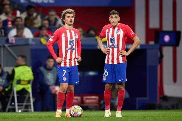 Antoine Griezmann of Atletico de Madrid and Nahuel Molina of Atletico de Madrid during the UEFA Champions League 2023 24 quarter-finals match between Atletico de Madrid and Borussia Dortmund at Stadium Civitas Metropolitano on April 10, 2024 in Madrid, Spain. FOOTBALL : Atletico Madrid vs Borussia Dormund - UEFA Ligue des Champions - 1 4 Quart - 10 04 2024 LGM Panoramic 